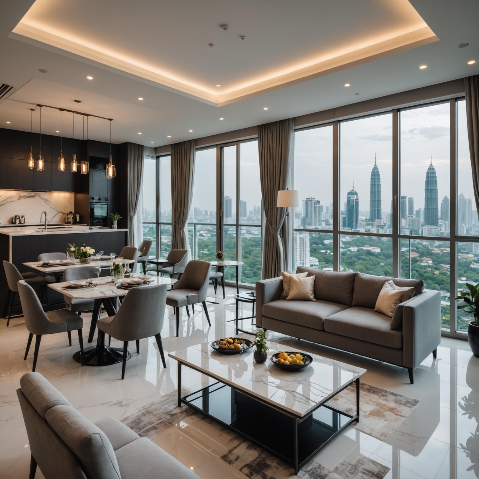 Pristine modern Kuala Lumpur condominium living room ready for handover